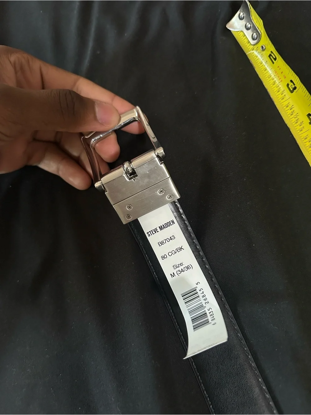 Steve Madden Brown Leather Reversible Belt with Silver Buckle